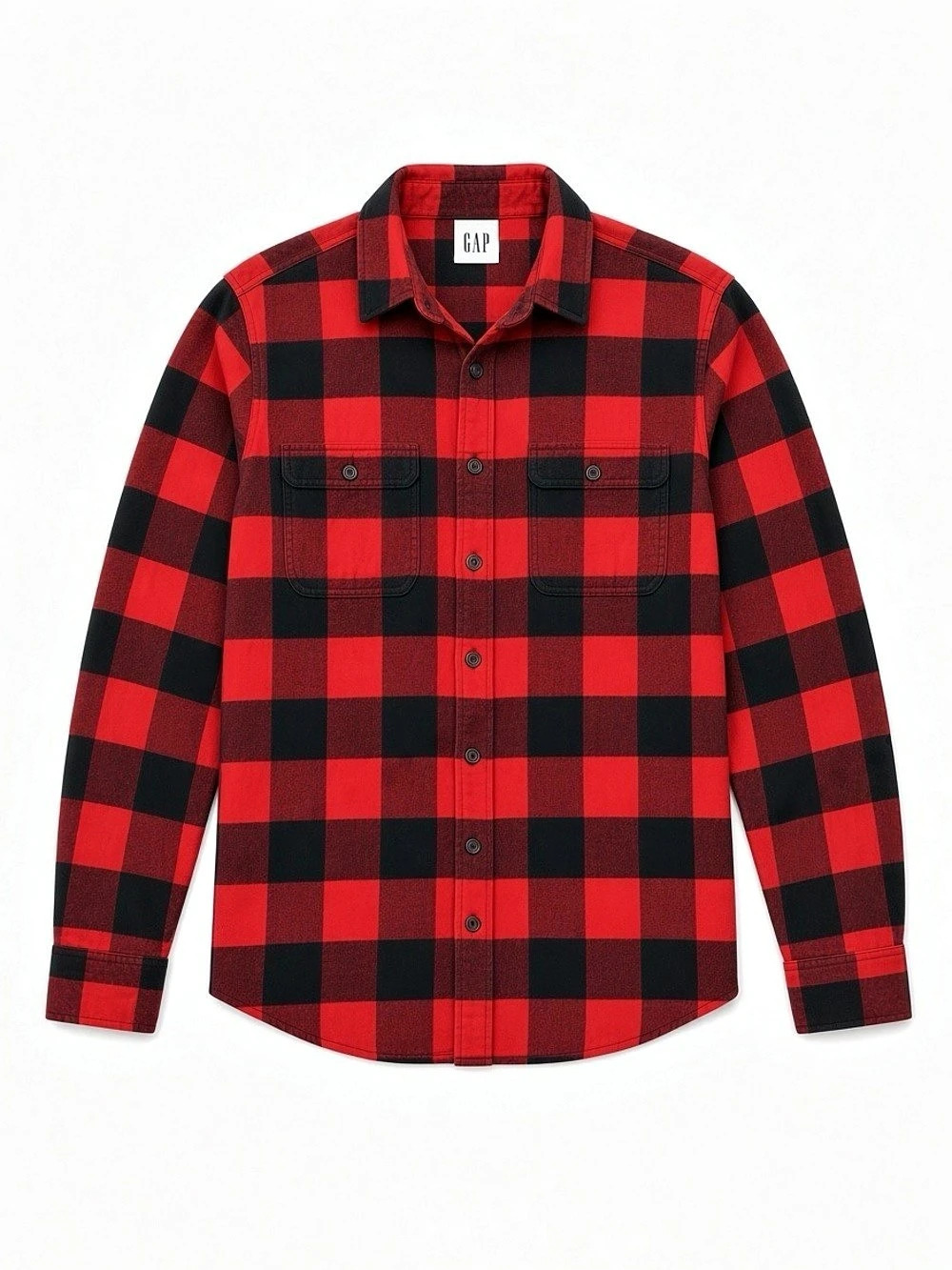 GAP Untucked Plaid Flannel Shirt Red & Black in Womens Small